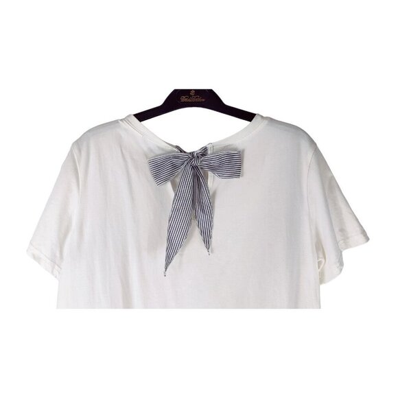 Shein Blouse Ruffel & Lace Edging Flair Cotton Cottage Preppy Bow in Back - Picture 8 of 9